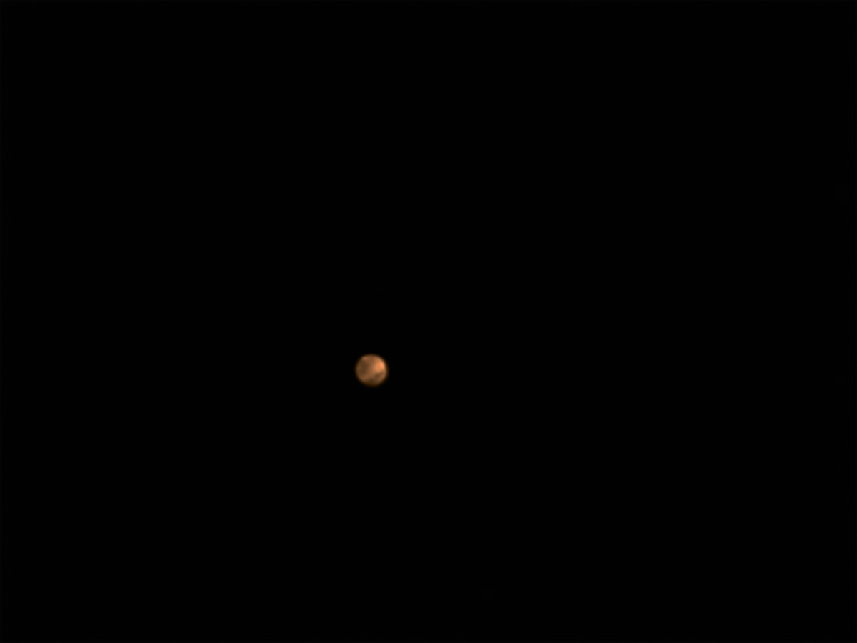 A photograph capturing the planet Mars